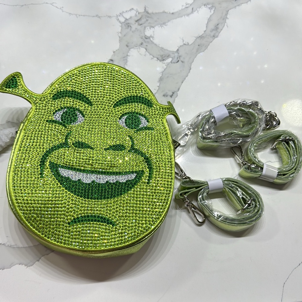 Green Rhinestone Shrek Face Crossbody Bag NEW BBOX4 - Picture 10 of 11